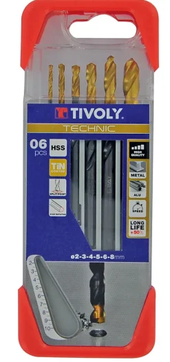 Tivoly - Coffret de 6 Forets Métaux Technic HSS Steam Tin contenant à 2-3-4-5-6-8 mm