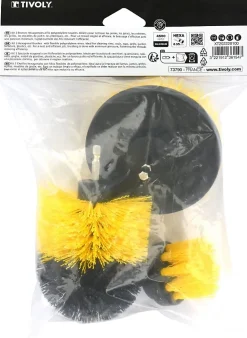 Tivoly - Lot de Brosses Polypropylène Plates & Ronde - Fil Souple - Nettoyage Facile Tous Matériaux sans Rayures - pour Perceuse