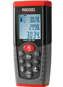 Télémètre laser RIDGID micro LM100 modèle 36158 - portée 100 m, calculs distance/aire/volume