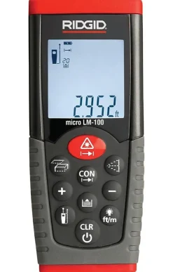 Télémètre laser RIDGID micro LM100 modèle 36158 - portée 100 m, calculs distance/aire/volume