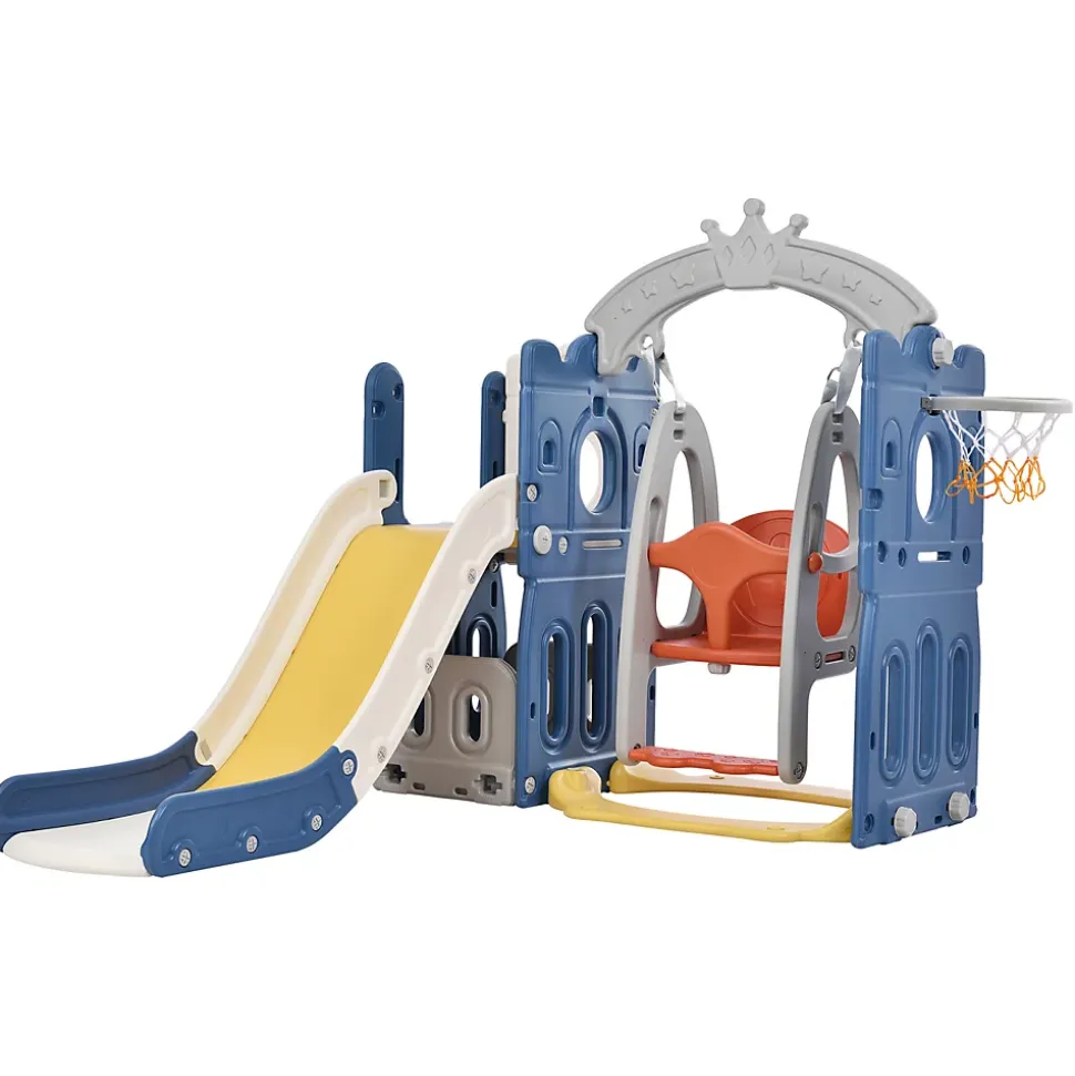 Toboggan pour Enfant 5 en 1 avec Panier de Basket, Aire de Jeux intérieure et extérieure, kit de Jeu d'escalade autoportant