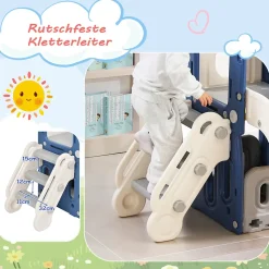 Toboggan pour Enfant 5 en 1 avec Panier de Basket, Aire de Jeux intérieure et extérieure, kit de Jeu d'escalade autoportant