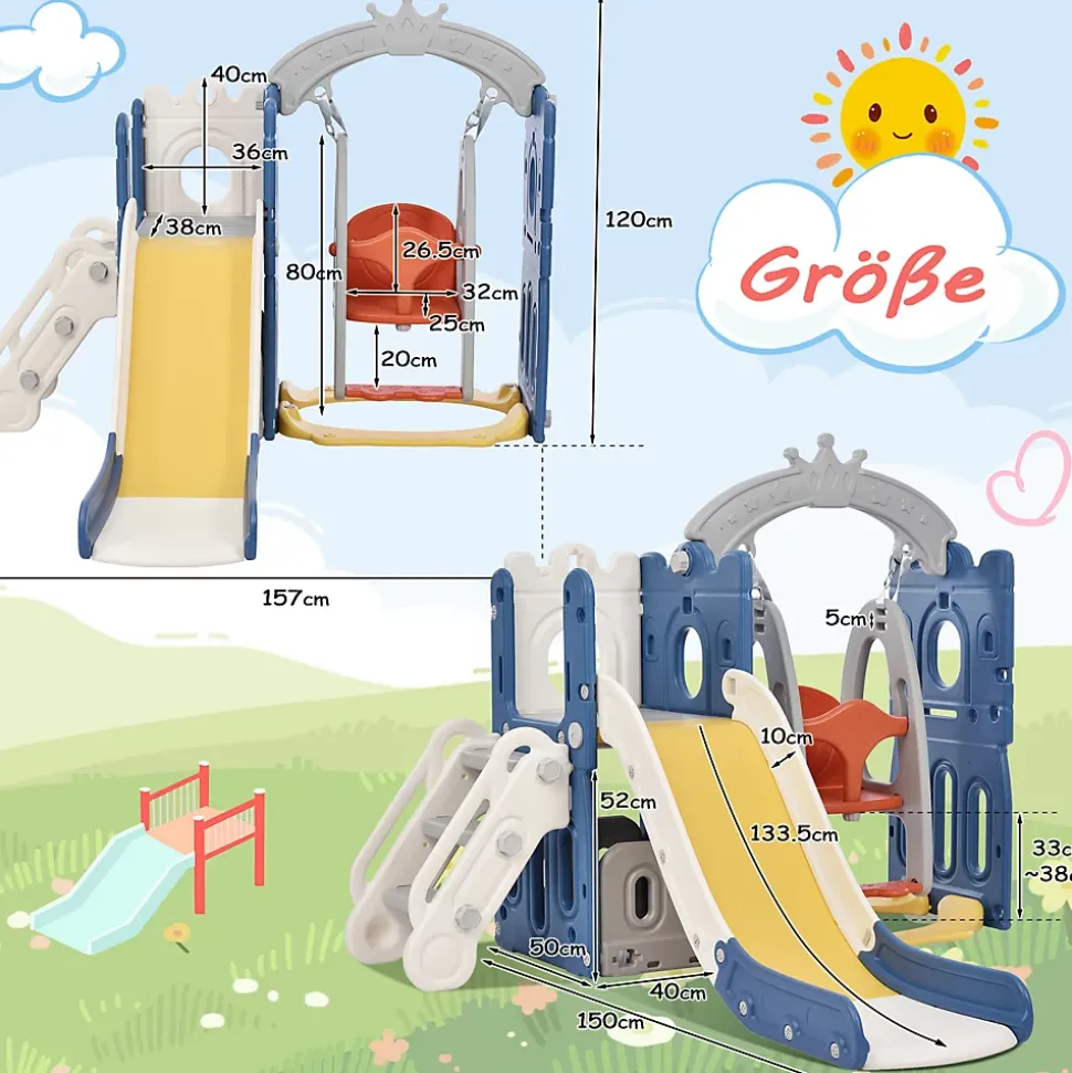 Toboggan pour Enfant 5 en 1 avec Panier de Basket, Aire de Jeux intérieure et extérieure, kit de Jeu d'escalade autoportant
