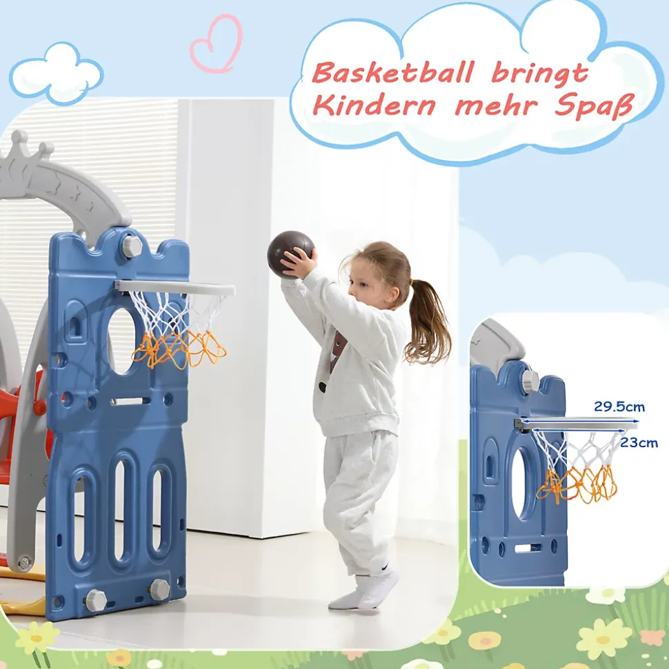 Toboggan pour Enfant 5 en 1 avec Panier de Basket, Aire de Jeux intérieure et extérieure, kit de Jeu d'escalade autoportant