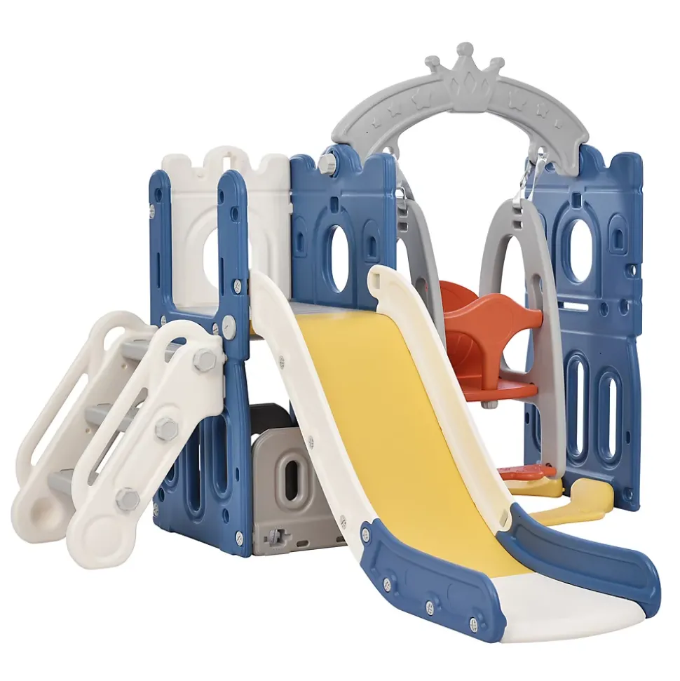 Toboggan pour Enfant 5 en 1 avec Panier de Basket, Aire de Jeux intérieure et extérieure, kit de Jeu d'escalade autoportant