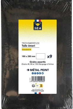 Toile abrasive emeri ø230 x 280 mm grain 40 / 80 / 120, lot de 9