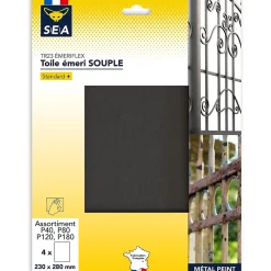 Toile abrasive emeri ø230 x 280 mm grain 40 / 80 / 120 / 180, lot de 4
