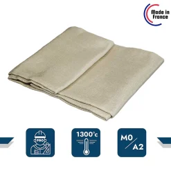 Toile Anti-Chaleur 1,8x2 m - Performance 1300 degrés TECPLAST 1300SD0 - Bâche de protection Soudure Ignifugée M0 - Made In France