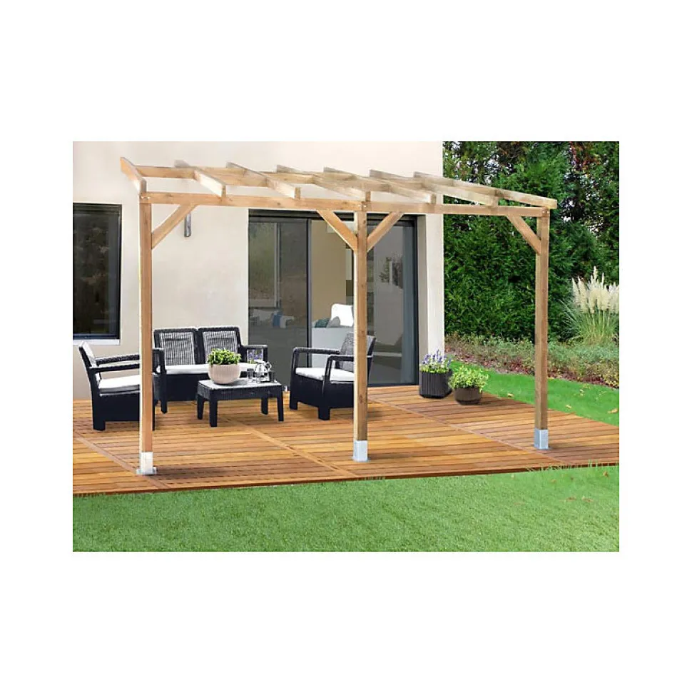 Toit Couv Terrasse en Bois 3x4.9m - sans toit