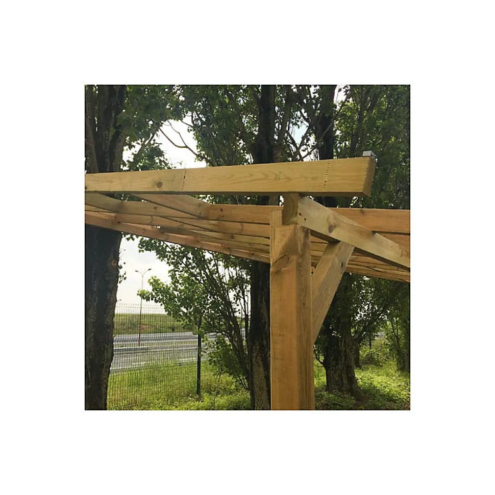 Toit Couv Terrasse en Bois 3x4.9m - sans toit