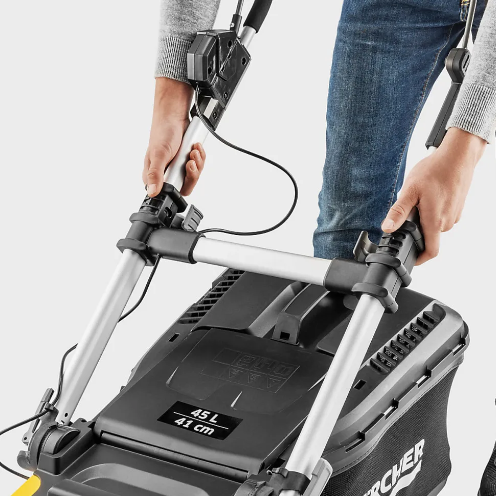 Tondeuse à gazon sans fil 36 V Karcher LMO 5-18 Dual avec 2 batteries 18V-5Ah- moteur brushless- autonomie 550 m²- coupe 41 cm