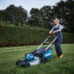 Tondeuse sans fil avec batterie 36V - largeur de coupe 46 cm - hauteur de coupe 25 à 75 mm - bac 60L - Erbauer ERT1043GLM