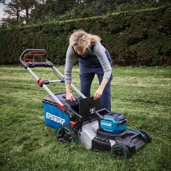 Tondeuse sans fil avec batterie 36V - largeur de coupe 46 cm - hauteur de coupe 25 à 75 mm - bac 60L - Erbauer ERT1043GLM