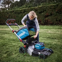 Tondeuse sans fil avec batterie 36V - largeur de coupe 46 cm - hauteur de coupe 25 à 75 mm - bac 60L - Erbauer ERT1043GLM