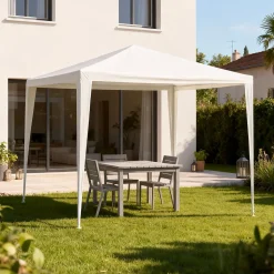 Tonnelle autoportante acier et toit polyéthylène Suhali blanche 3 x 3 m