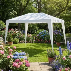 Tonnelle autoportante acier et toit polyéthylène Suhali blanche 3 x 2 m