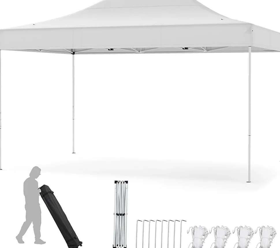 Tonnelle de Jardin Exterieur 445X300CM,pour 10-12 Personnes,Réglable 313/323/333CM, Abri Solaire,Sac de Transport(3x4,45 M-Beige)