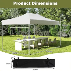 Tonnelle de Jardin Exterieur 445X300CM,pour 10-12 Personnes,Réglable 313/323/333CM, Abri Solaire,Sac de Transport(3x4,45 M-Beige)