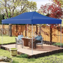 Tonnelle de Jardin Exterieur 445X300CM,10-12 Personnes, Réglable 313/323/333CM, Abri Solaire, Sac de Transport(3x4,45 M-Bleu)