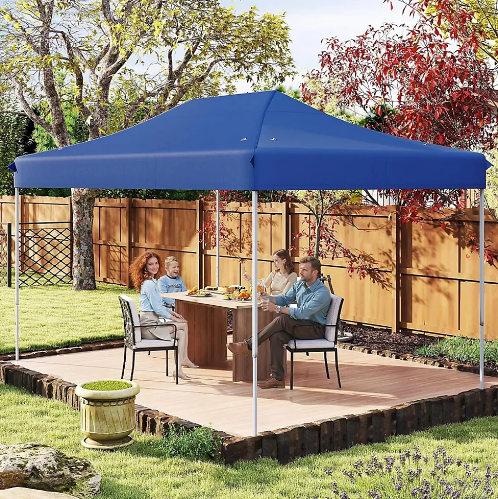 Tonnelle de Jardin Exterieur 445X300CM,10-12 Personnes, Réglable 313/323/333CM, Abri Solaire, Sac de Transport(3x4,45 M-Bleu)