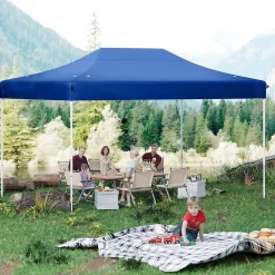 Tonnelle de Jardin Exterieur 445X300CM,10-12 Personnes, Réglable 313/323/333CM, Abri Solaire, Sac de Transport(3x4,45 M-Bleu)