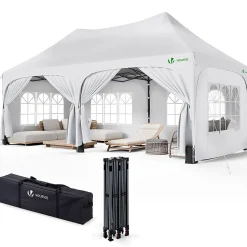 Tonnelle de jardin 3x6m Pliable Barnum avec 6 parois amovibles Blanc VOUNOT