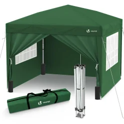 Tonnelle de Jardin 3x3m Pliable avec portes et fenêtres Vert VOUNOT