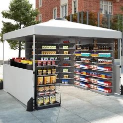 Tonnelle Pliante Demi-Parois, 266/276/286CM avec Sac à roulettes, 8 Piquets, 4 Sacs de Sable, Pavillon Pliable (3x3x2,86M,Blanc)