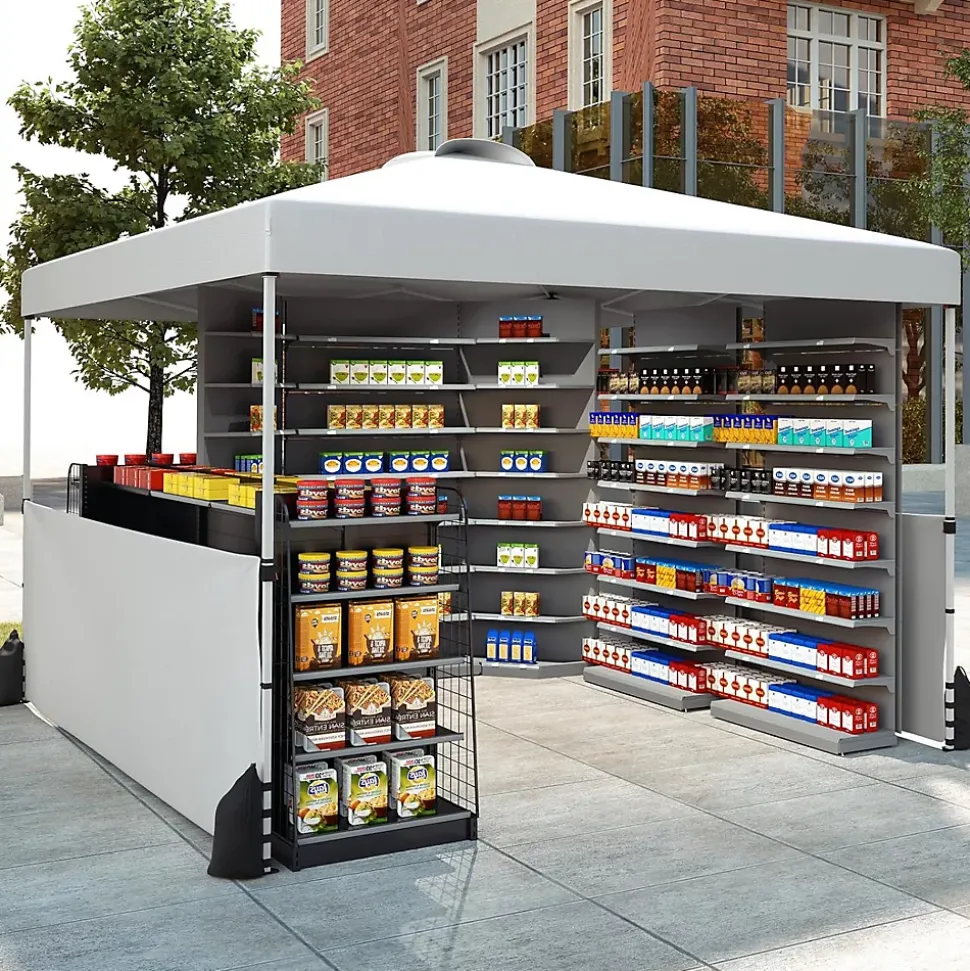 Tonnelle Pliante Demi-Parois, 266/276/286CM avec Sac à roulettes, 8 Piquets, 4 Sacs de Sable, Pavillon Pliable (3x3x2,86M,Blanc)