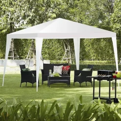 Tonnelle 3x3 M Pliante avec 4 Bâche Latérales Amovibles et 2 Fenêtres Décoratives Gazebo de Jardin