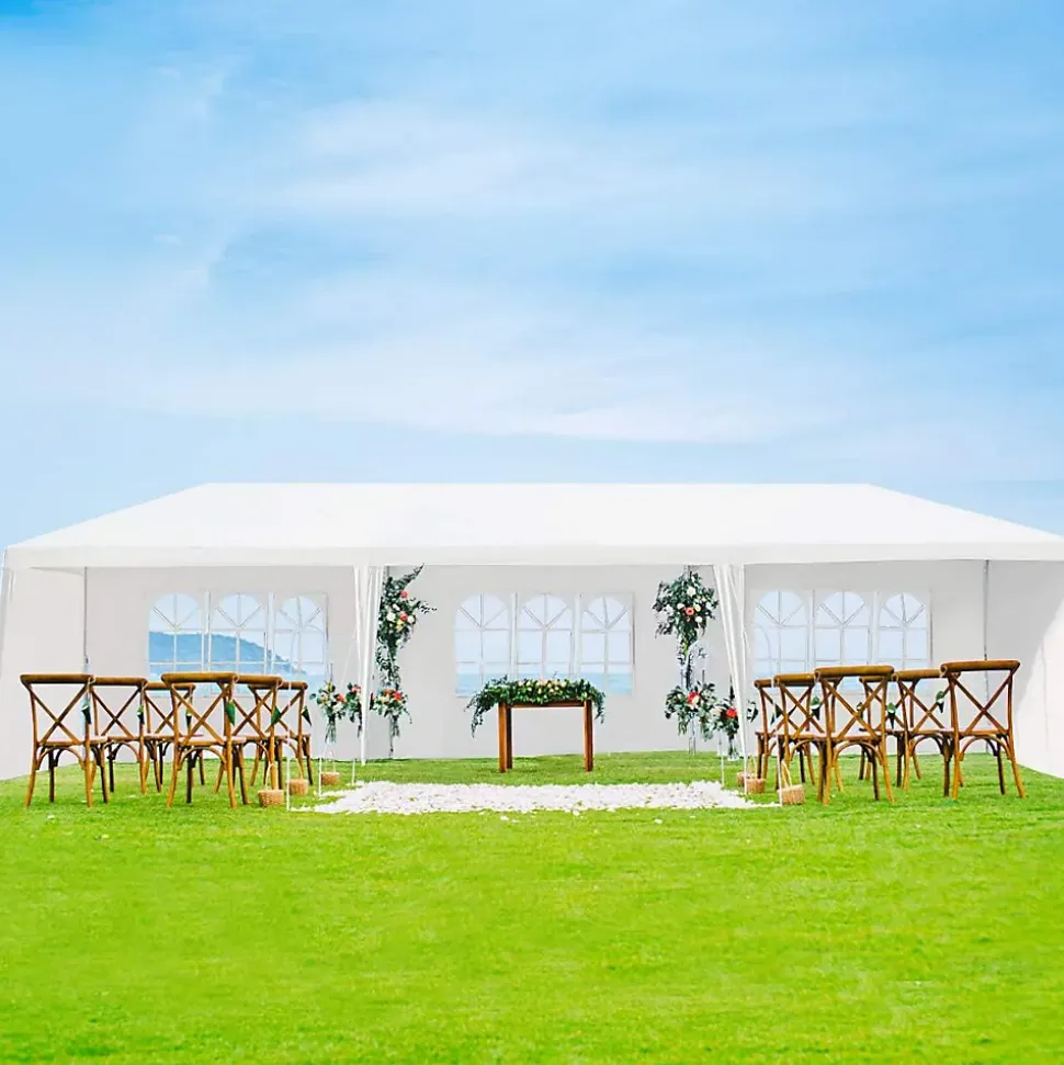 Tonnelle 3x9M Tente de Réception 8 Bâches avec Fenêtres Pergola avec Piquets et Cordes