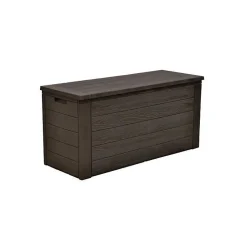 TOOD Malle de rangement en résine - 300 L - Marron aspect bois - 120 x 46 x 58 cm