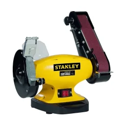 Touret à meuler Ponceuse STANLEY 330W Diam150mm + Bande abrasive 5x69cm Grain 36/60 Meulage Polissage Ponçage
