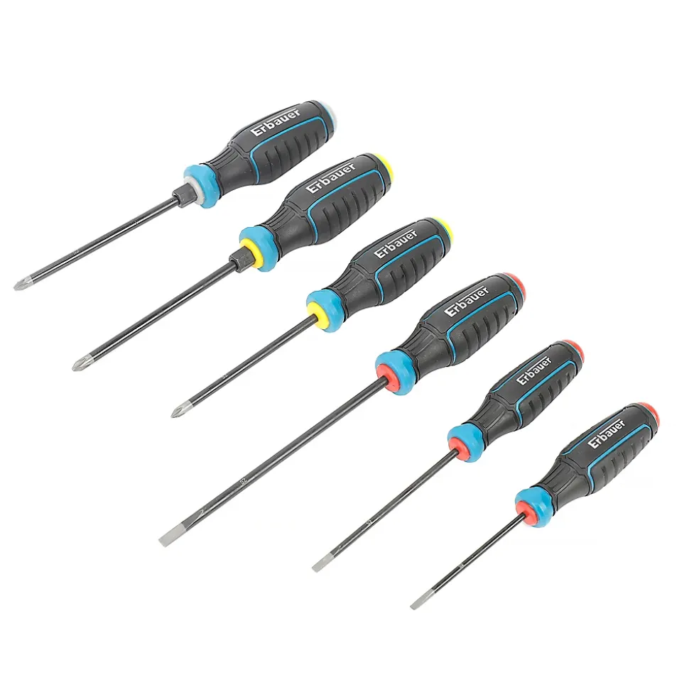 Tournevis Erbauer pointes sablées, 6 pièces