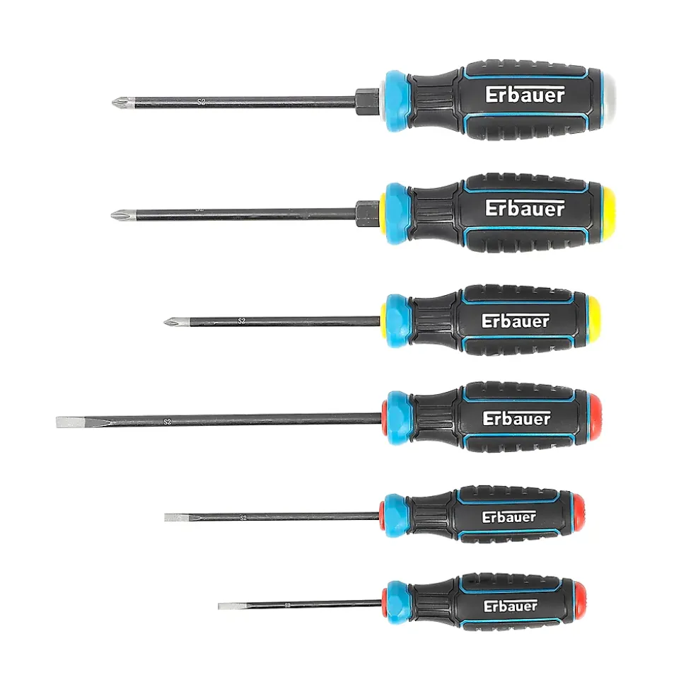 Tournevis Erbauer pointes sablées, 6 pièces