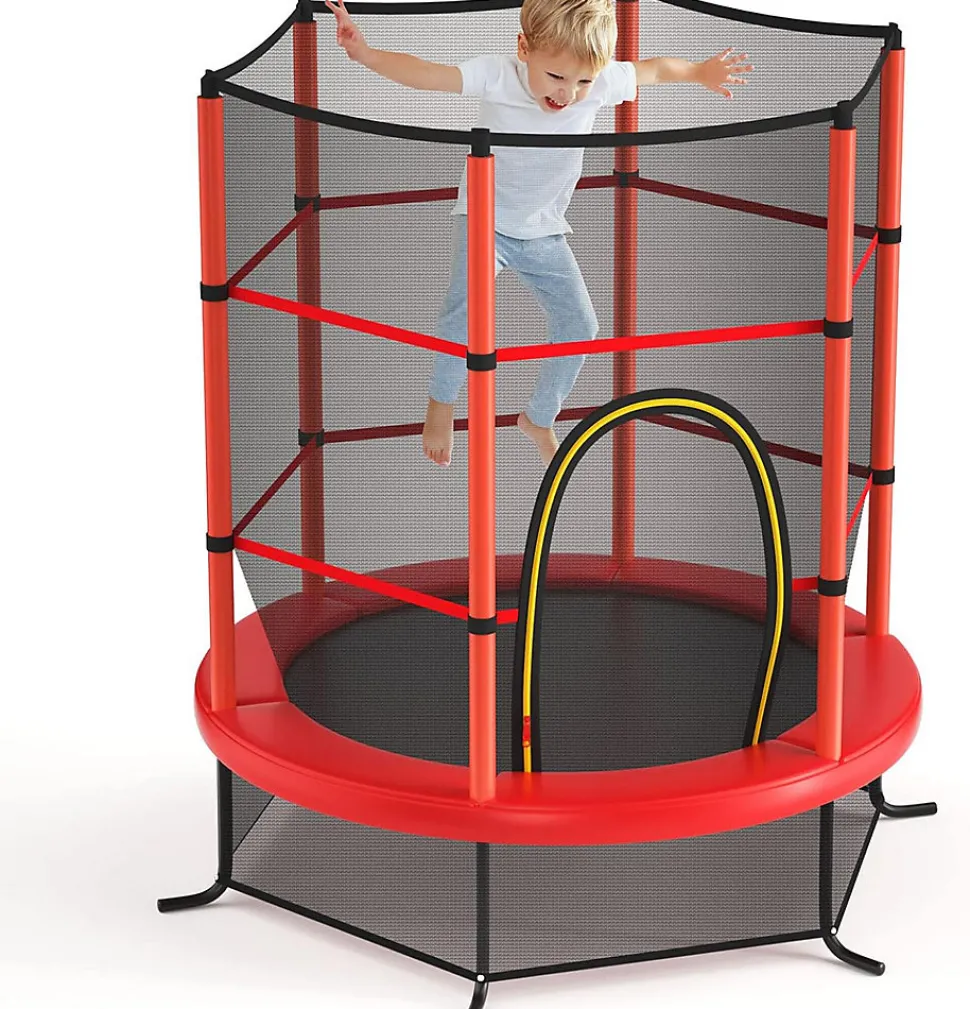 Trampoline Enfant 165cm Cadre en Acier Trampoline Extérieur et Intérieur avec Filet de Sécurité Multicolore