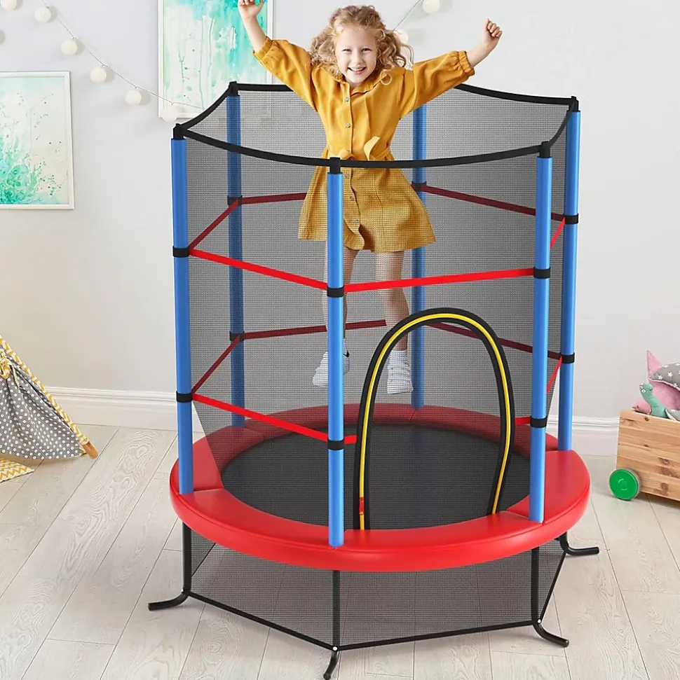 Trampoline Enfant 165cm Cadre en Acier Trampoline Extérieur et Intérieur avec Filet de Sécurité Multicolore
