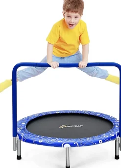 Trampoline pour Enfant Pliable 92 cm Charge 150KG Interieur et Exterieur pour Garcons et Filles