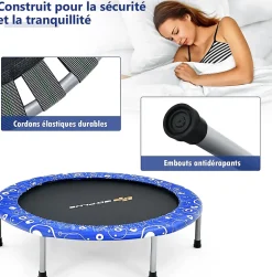 Trampoline pour Enfant Pliable 92 cm Charge 150KG Interieur et Exterieur pour Garcons et Filles