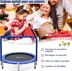 Trampoline pour Enfant Pliable 92 cm Charge 150KG Interieur et Exterieur pour Garcons et Filles