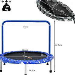 Trampoline pour Enfant Pliable 92 cm Charge 150KG Interieur et Exterieur pour Garcons et Filles