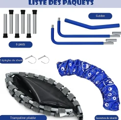 Trampoline pour Enfant Pliable 92 cm Charge 150KG Interieur et Exterieur pour Garcons et Filles