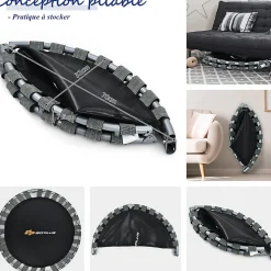 Trampoline pour Enfant Pliable 92 cm Charge 150KG Interieur et Exterieur pour Garcons et Filles