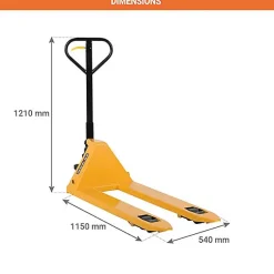 Transpalette manuel jaune 3T pour charge lourde - Fourches 1150x540mm - Roues caoutchouc - Industrie et logistique - 1130041602