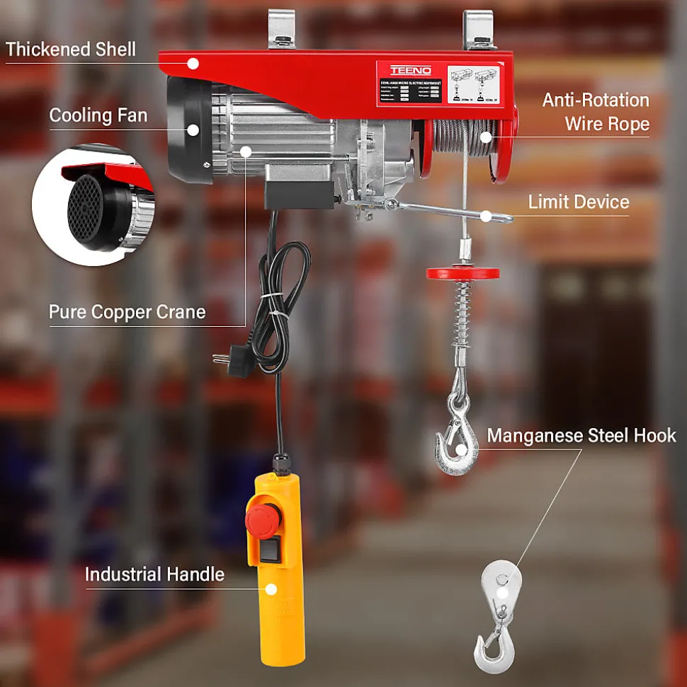 Treuil Electrique et Bras de support de palan électrique,Chevre de Levage 220v 1450W
