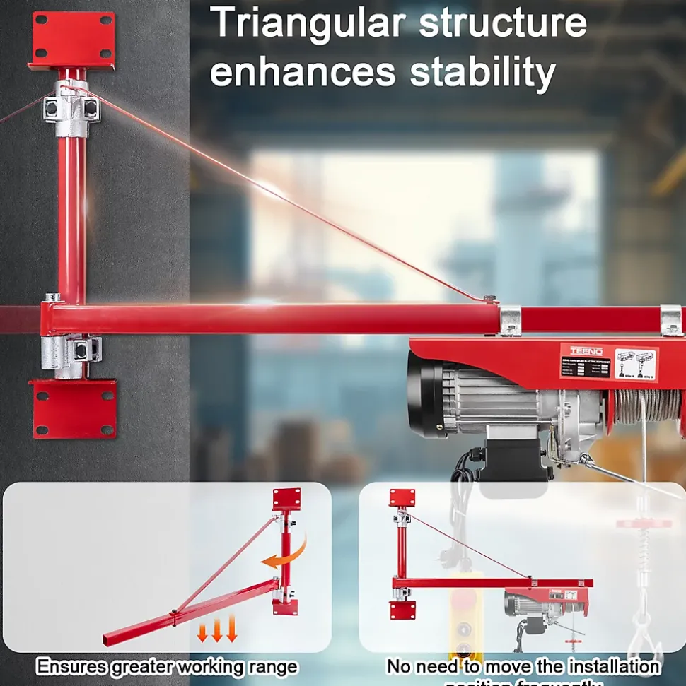 Treuil Electrique et Bras de support de palan électrique,Chevre de Levage 220v 1450W