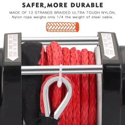 Treuil électrique 12V, câble de treuil 4500lb/2041kg, câble en nylon