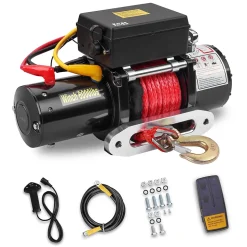 Treuil électrique 12V, câble de treuil 6000 LBS/2722 KG, câble en nylon, télécommande sans fil 30 mètres