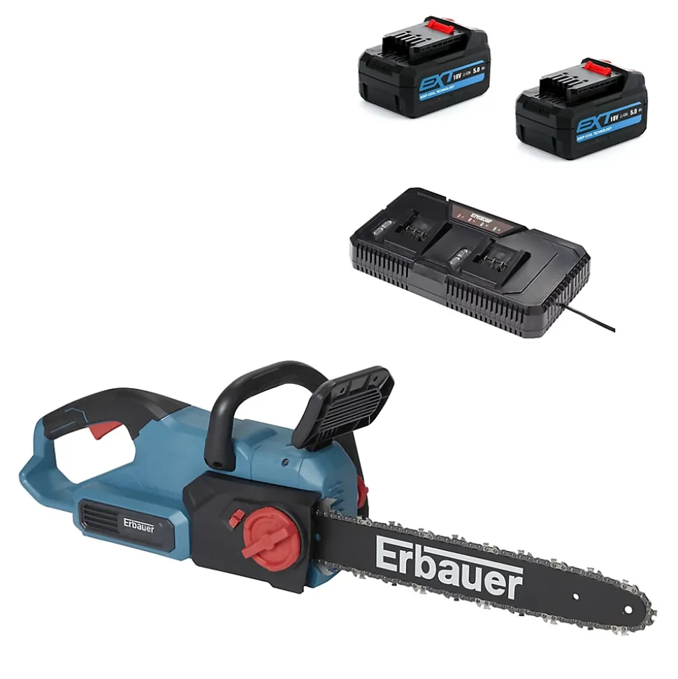 Tronçonneuse sans fil sur batterie Erbauer ECSG3640-Li 18V guide 40 cm (avec 2 batteries et chargeur)
