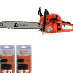 Tronçonneuse thermique 62 cm3, 3.5 CV, guide 50 cm, 2 chaînes - GT GARDEN